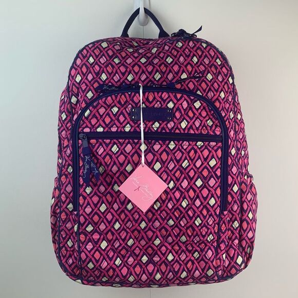 NWT Vera Bradley Campus Backpack Katalina Pink Diamond s back to school - Picture 3 of 11